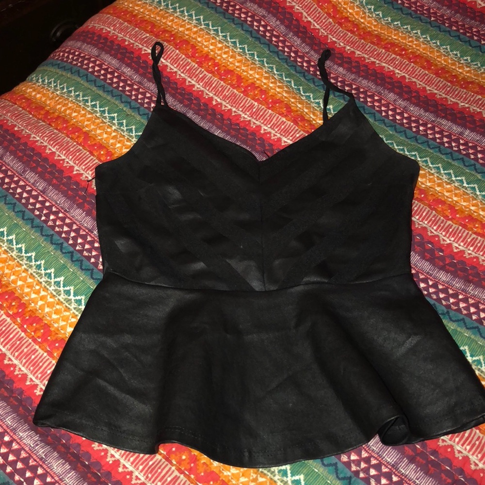 Black Faux Leather crop top